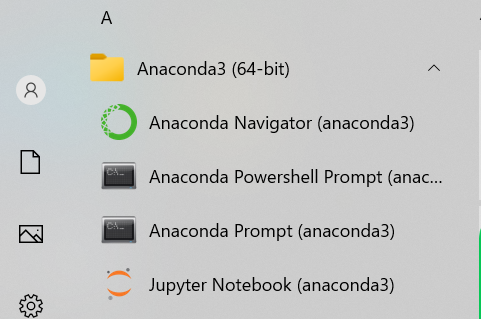 スタートメニューの[Anaconda 3]-[Jupyter Notebook]をクリック